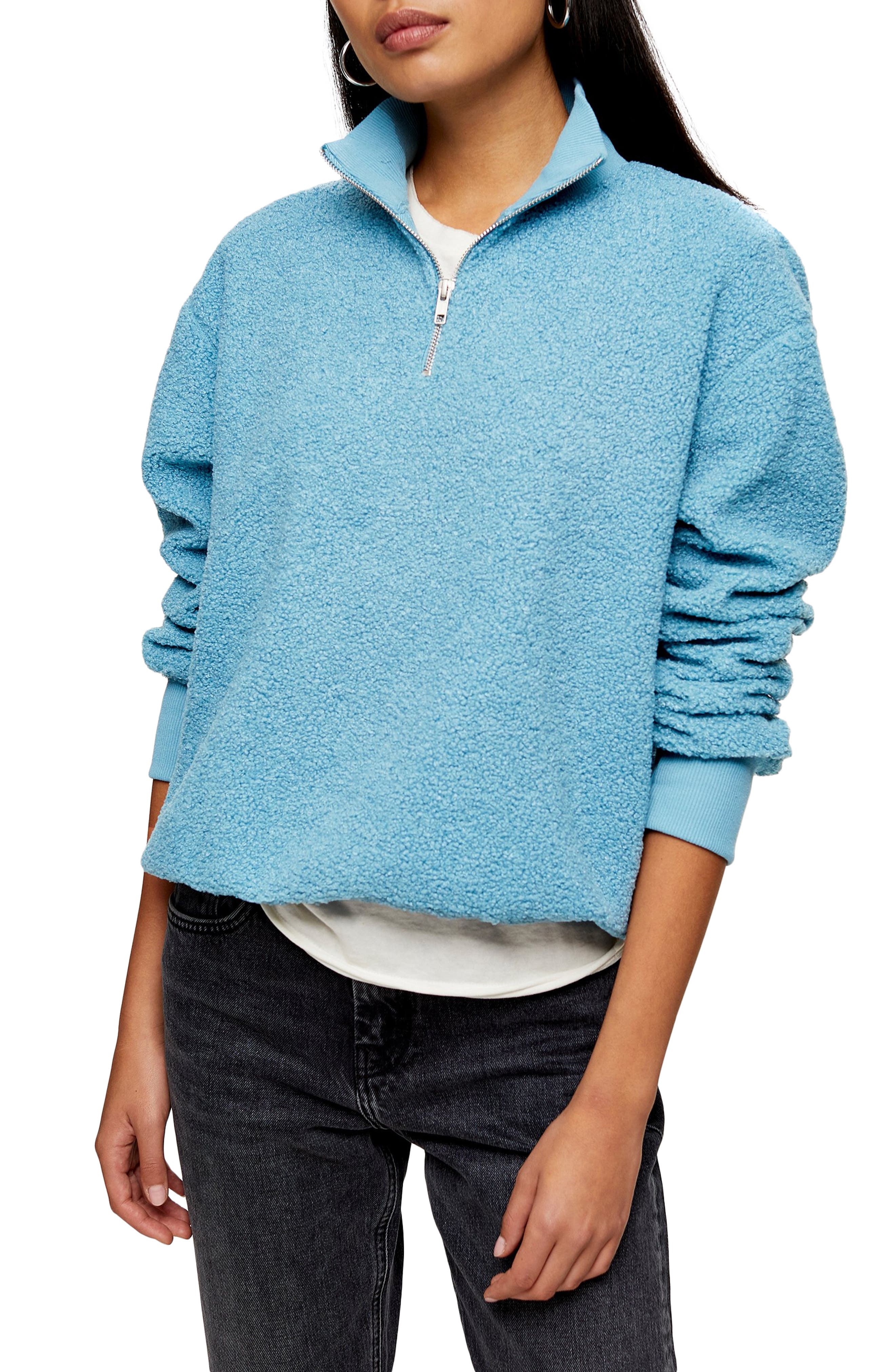 topshop half zip funnel neck sweatshirt