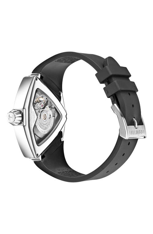 Hamilton Men's Swiss Automatic Ventura Xxl Black Rubber Strap Watch 45.5x46mm H24655331 In Black/silver