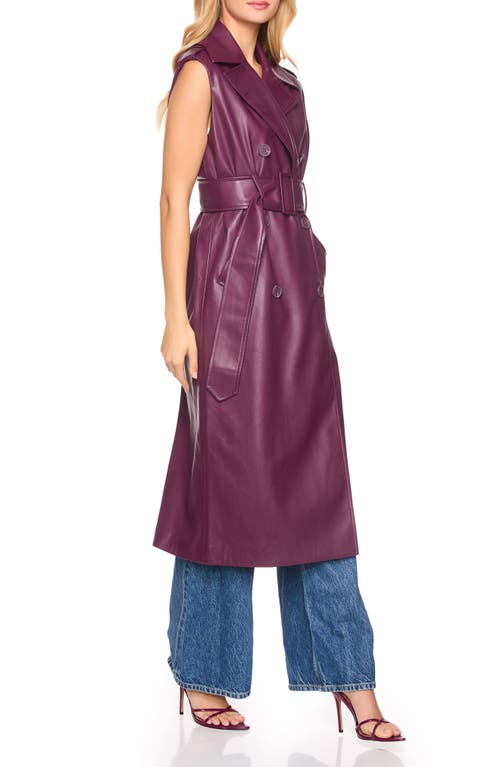 Shop Susana Monaco Faux Leather Sleeveless Trench Coat In Malbec