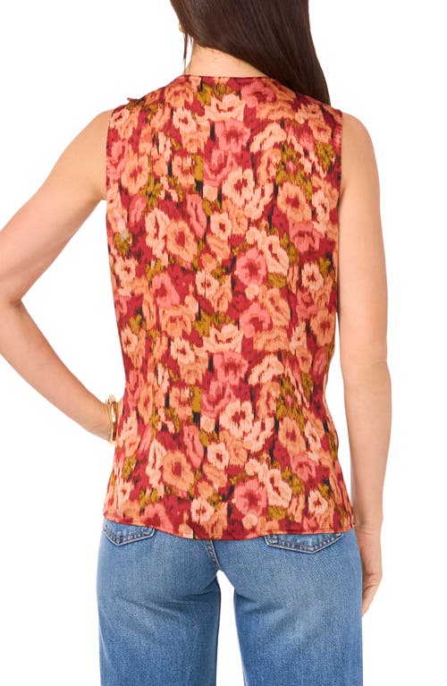 Shop Vince Camuto Ruffle Neck Sleeveless Satin Blouse In Rose Clay