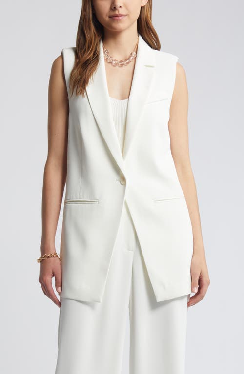 Shop Open Edit Tailored Long Vest In Ivory Cloud