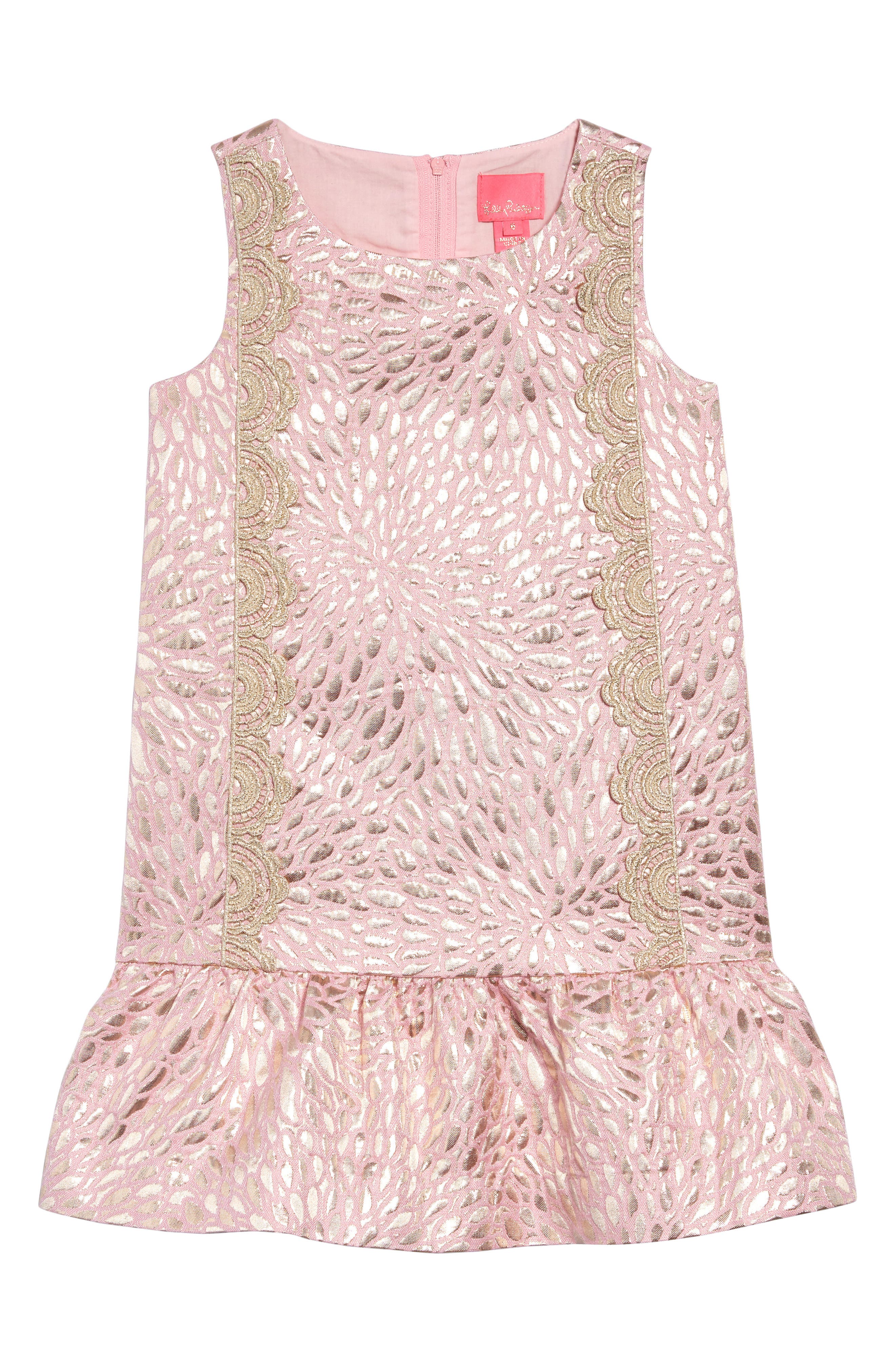 Thalia Metallic Jacquard Drop Waist Dress