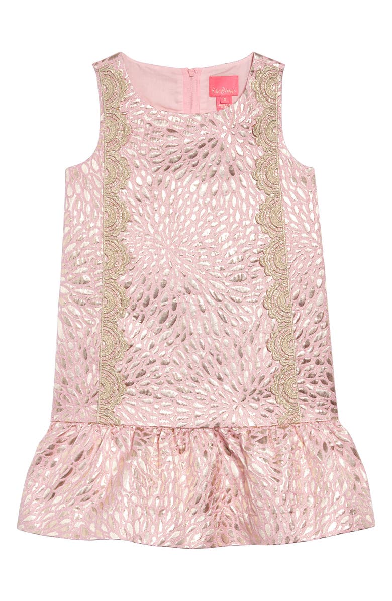 Thalia Metallic Jacquard Drop Waist Dress