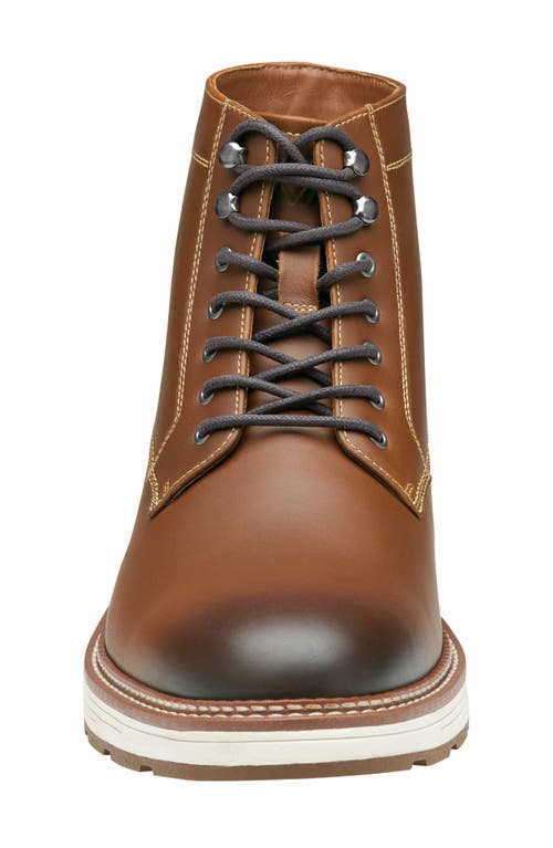 Shop Johnston & Murphy Upton Plain Toe Waterproof Boot In Dark Tan Full Grain