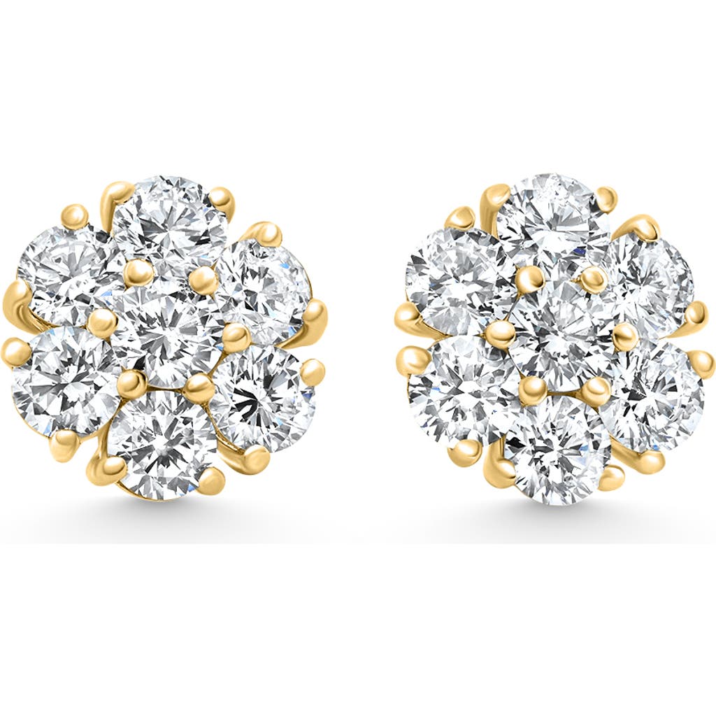 Bliss Diamond 3.60ct Diamond Cluster Pave Studs Screwback Earrings 14k Gold Lab Grown In Yellow Gold