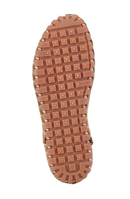 Spring Step Moonwalk Perforated Leather Shoe In Camel