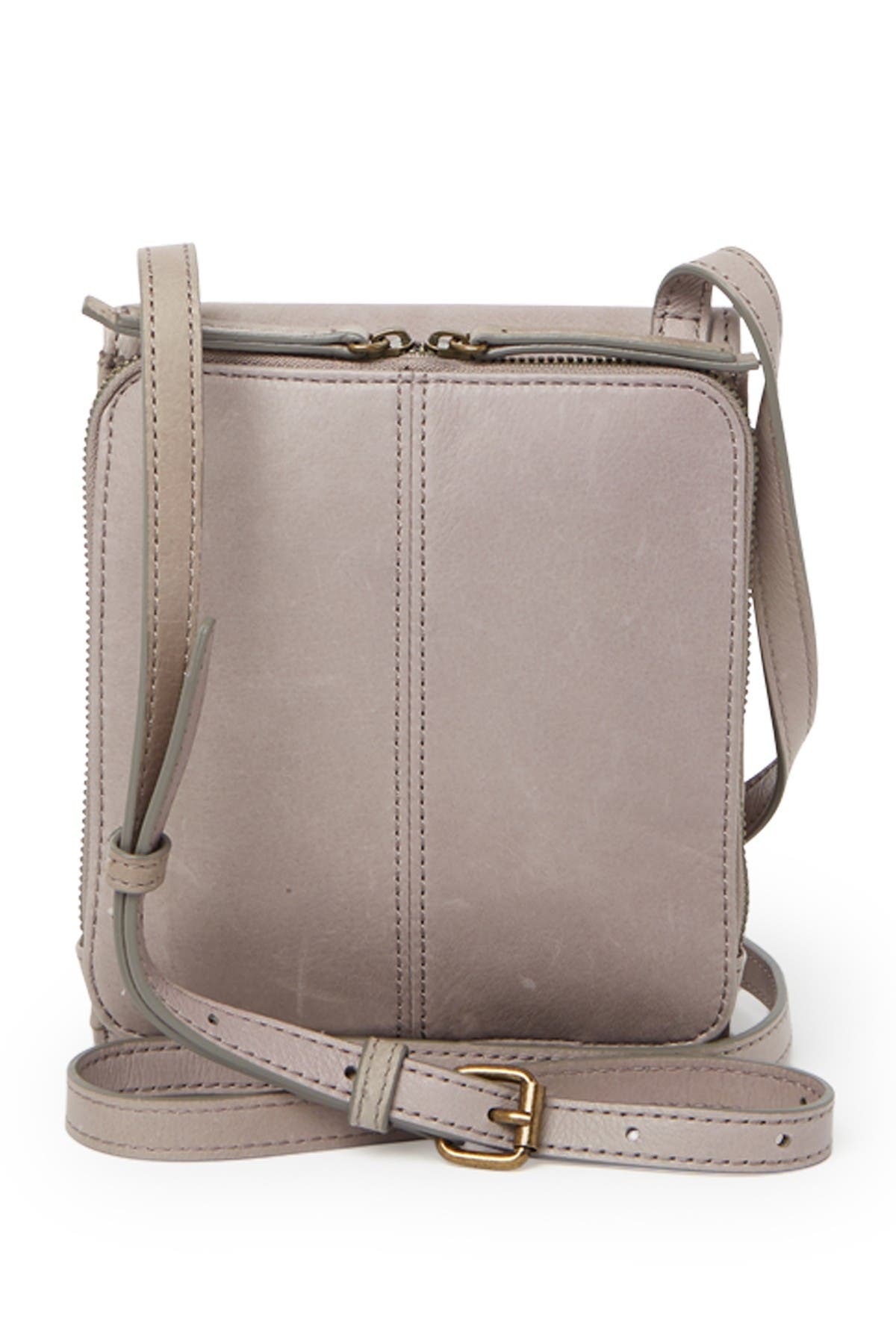 American Leather Co. Kansas Colorblock Crossbody Leather Bag In Ash Grey Smooth