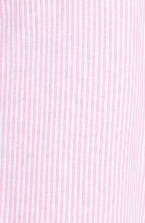 Shop Lauren Ralph Lauren Cotton Jersey Sleep Shirt In Lagoon Pink/white Stripe