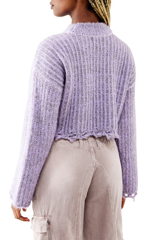 Shop Bdg Urban Outfitters Stitch Detail Marled Crop Sweater In Lilac