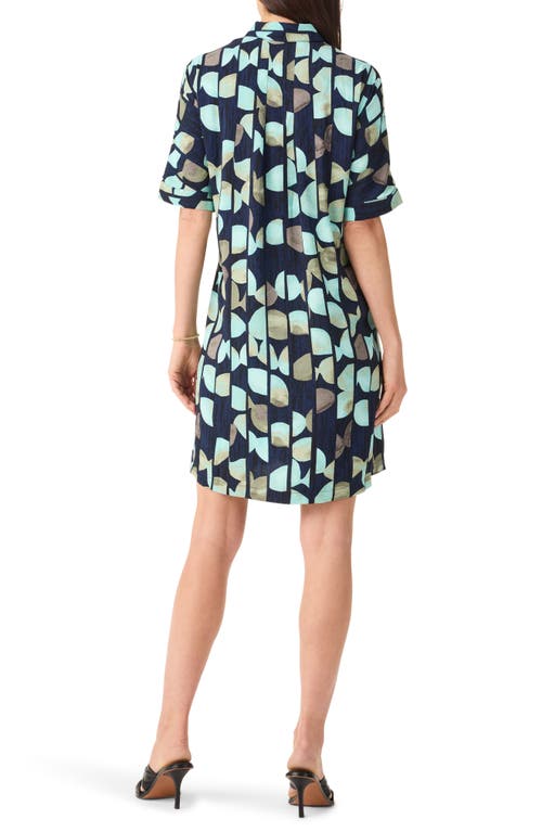 Shop Nic + Zoe Nic+zoe Devon Circle Sequence Shirtdress In Aqua Multi