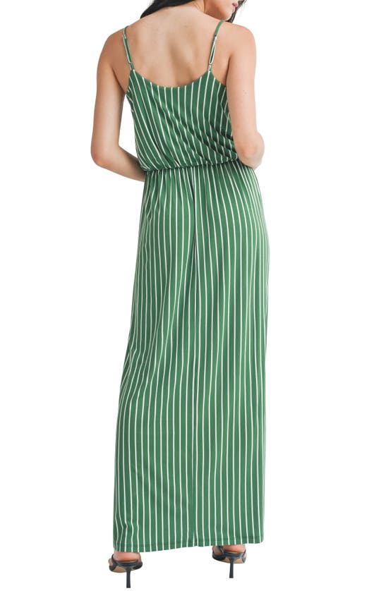 Shop Lush Pinstripe Knit Maxi Dress In Forest Stripe