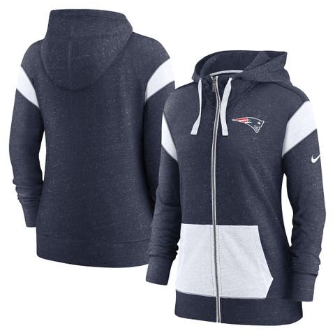 Women's G-III 4Her by Carl Banks White New England Patriots Tie-Breaker  Full-Zip Hoodie