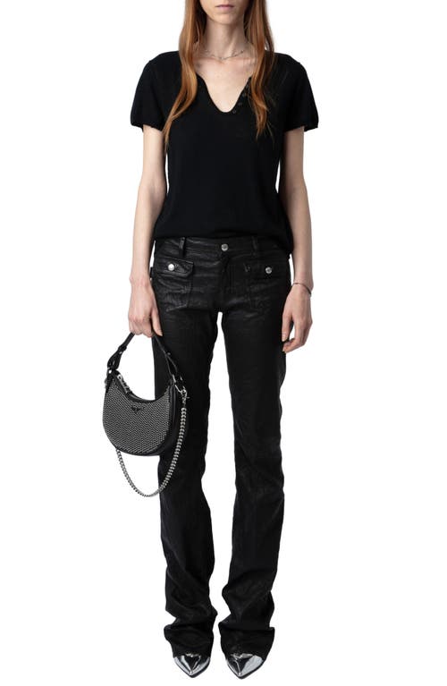 Shop Zadig & Voltaire Celsey Short Sleeve Cashmere Sweater In Noir