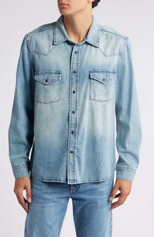 Shop Frame Western Denim Snap-up Shirt In Fantasy