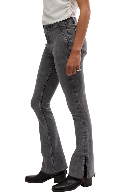 Shop Free People Level Up Side Slit Bootcut Jeans In Ridge Grey