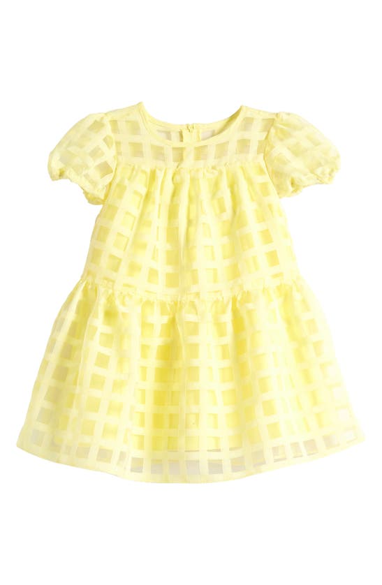 Little Angels Kids' Grid Pattern Organza Dress In Yellow