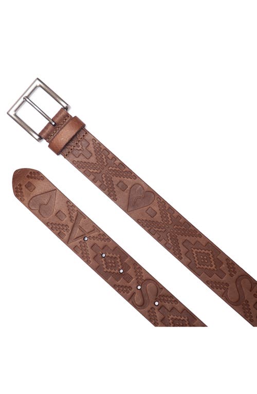 Shop Allsaints Embossed Leather Belt In Dark Tan