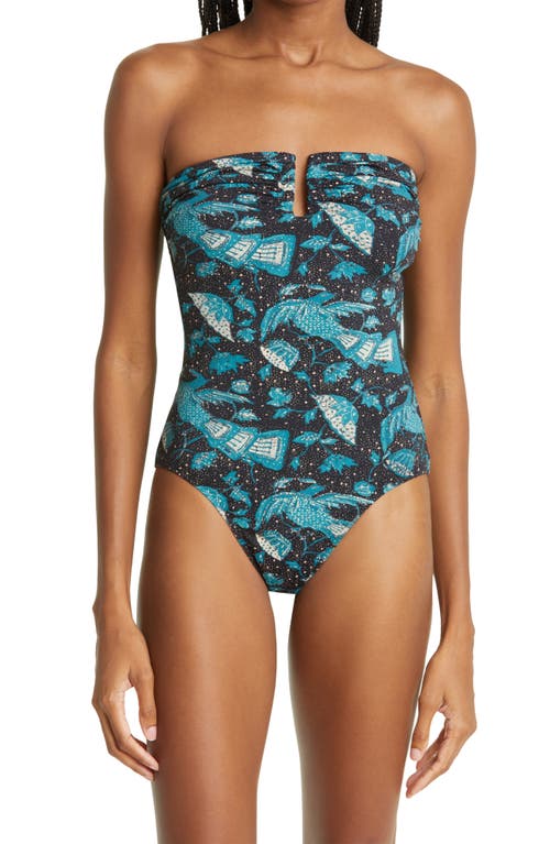 Ulla Johnson Monterey Strapless One-Piece Swimsuit in Midnight Jade