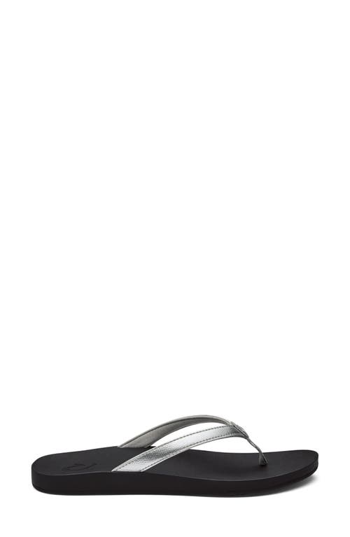 Shop Olukai Puawe Flip Flop In Silver/black