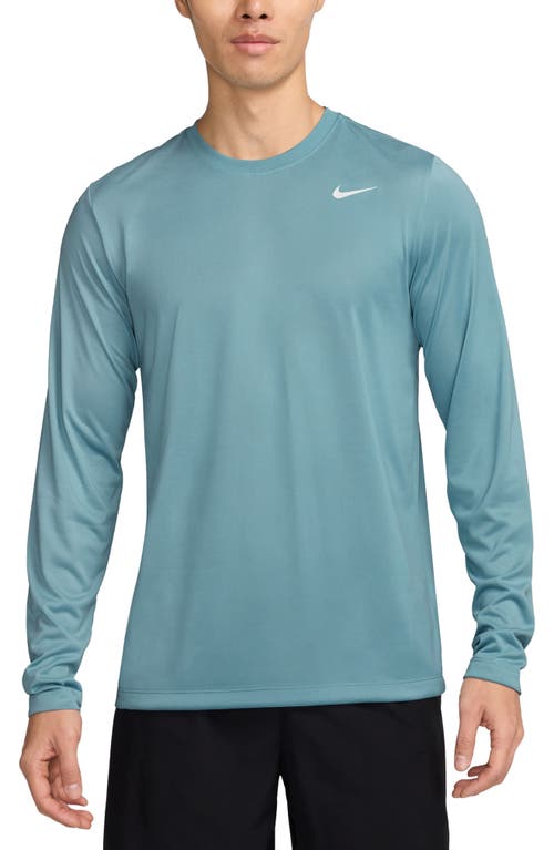 Shop Nike Legend Long Sleeve Dri-fit Training T-shirt In Denim Turquoise/black