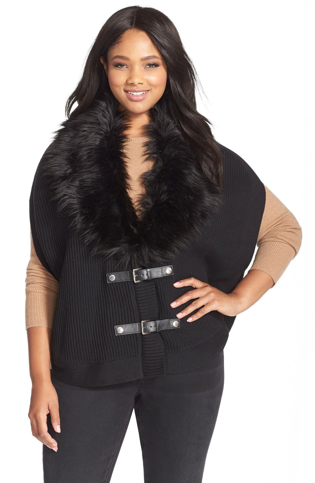 michael kors fur poncho