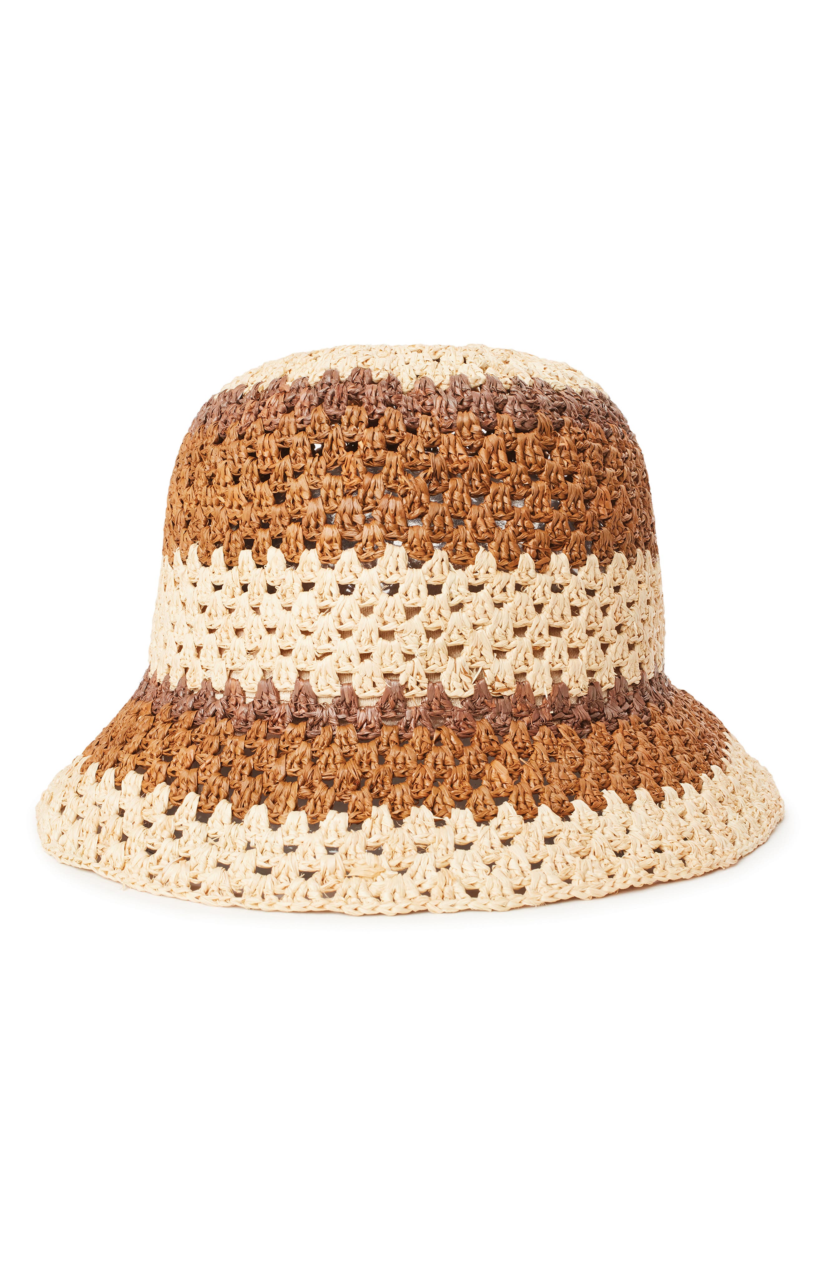 Brixton Essex Raffia Bucket Hat In Tan 