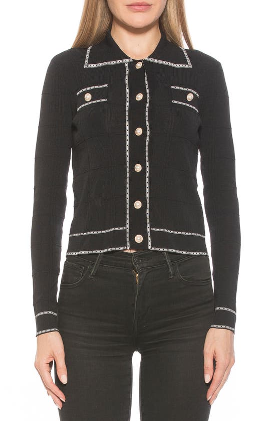 Alexia Admor Dani Imitation Pearl Button Front Sweater Top In Black