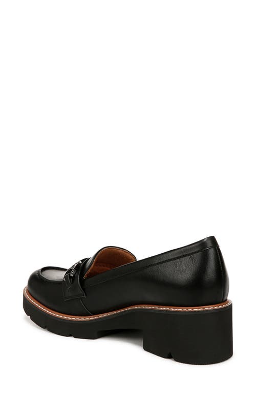 Naturalizer Dylan Womens Leather Slip On Loafer Heels In Black Faux Leather