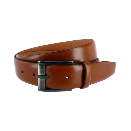 Shop Trafalgar Cameron 35mm Burnished Leather Dress Belt In Tan