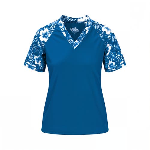 Uv Skinz Short Sleeve V-neck Sun & Swim Shirt In Mykonos Paradise