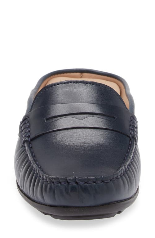 Shop Marc Joseph New York Rosemary Leather Penny Loafer Mule In Navy Napa