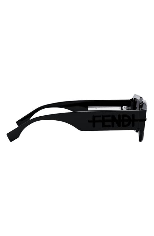 Fendi Graphy 52mm Rectangular Sunglasses In Shiny Black/smoke