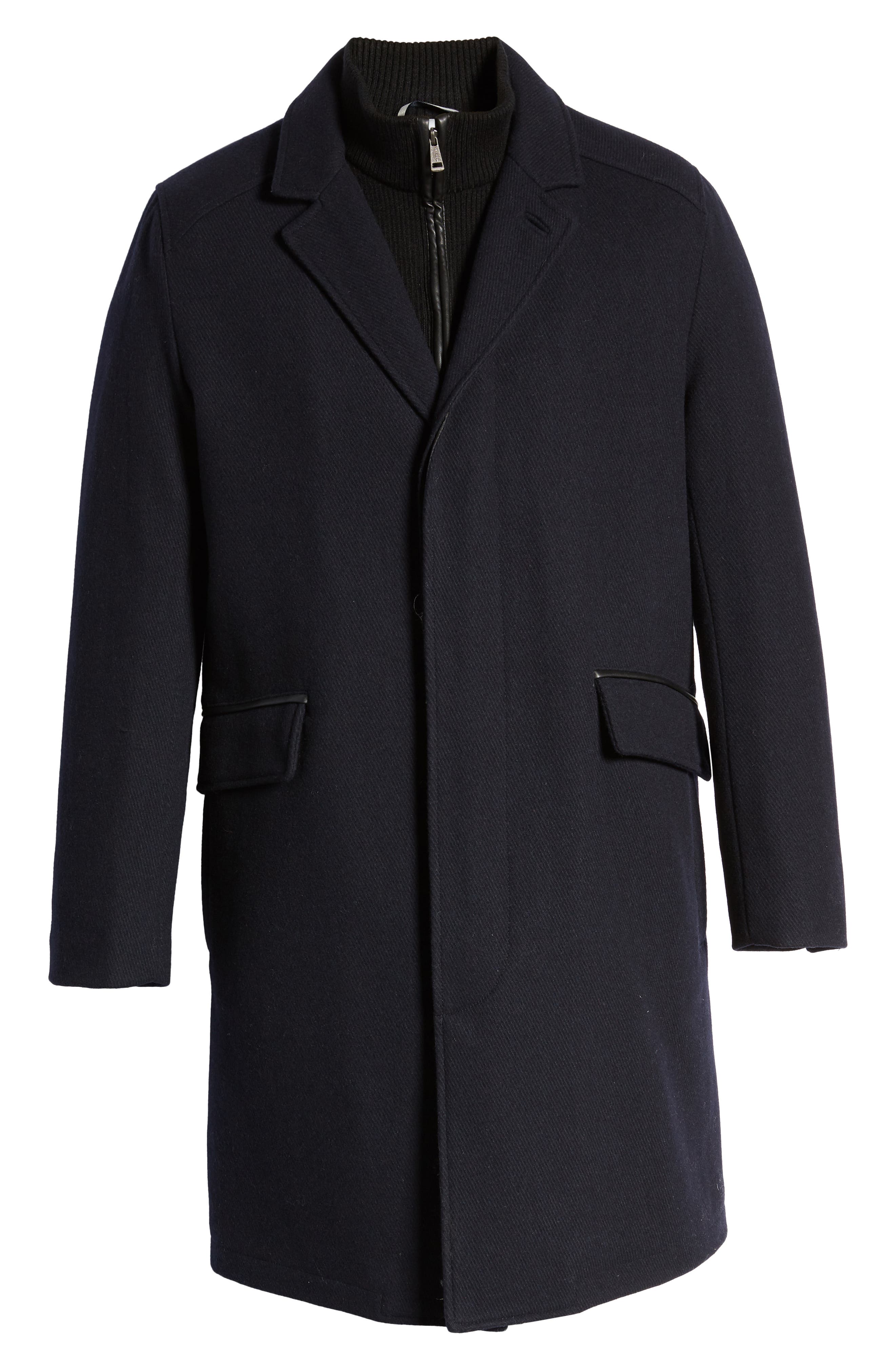 Cole Haan Wool Blend Overcoat With Knit Bib Inset - Compare Price Cole ...