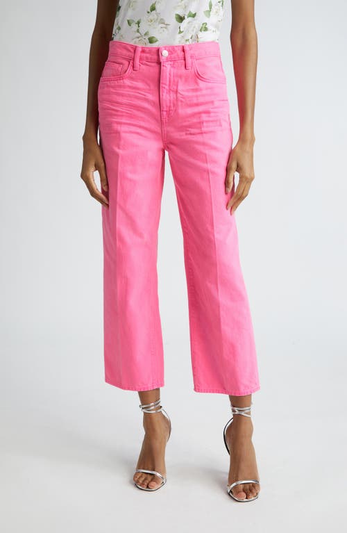L'AGENCE June High Waist Crop Stovepipe Jeans Shocking Pink Distress at Nordstrom,