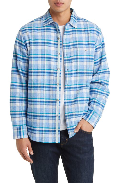 Tommy Bahama Leid Back Plaid Flannel Shirt Jacket Mountain Bluebell at Nordstrom,