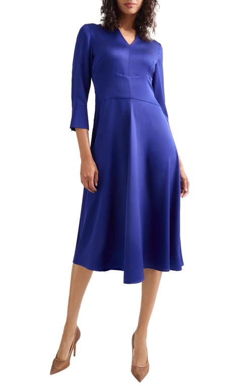 Shop Misook Crêpe De Chine Midi Dress In Starry Night Blue