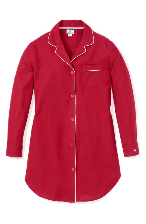 Petite Plume Cotton Flannel Nightshirt Red at Nordstrom,
