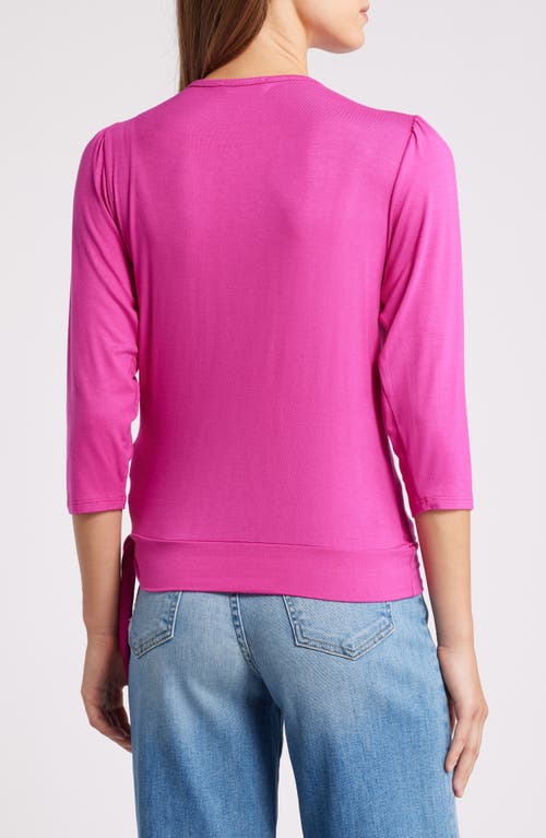Loveappella Faux Tie Wrap Top In Magenta