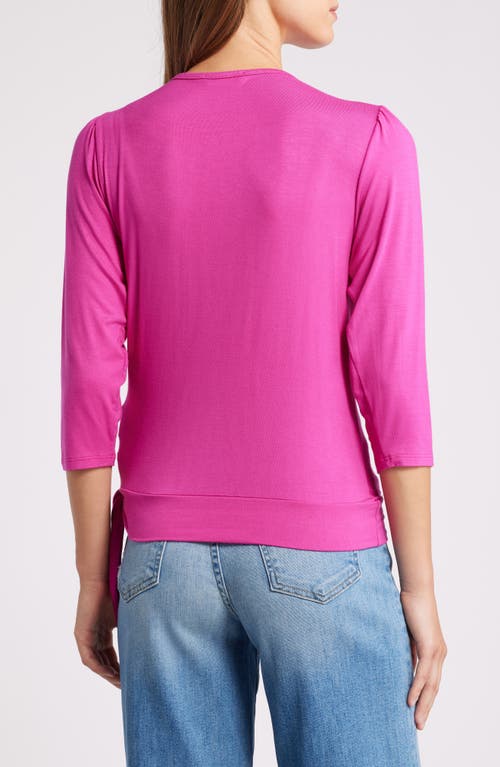 Shop Loveappella Faux Tie Wrap Top In Magenta