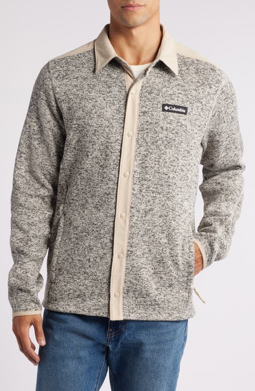 Shop Columbia Sweater Weather Shirt Jacket In Dark Stone Heather/ancient