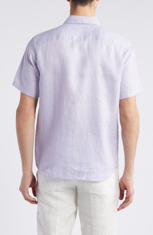 Shop Theory Irving Short Sleeve Button-up Shirt In Soft Iris