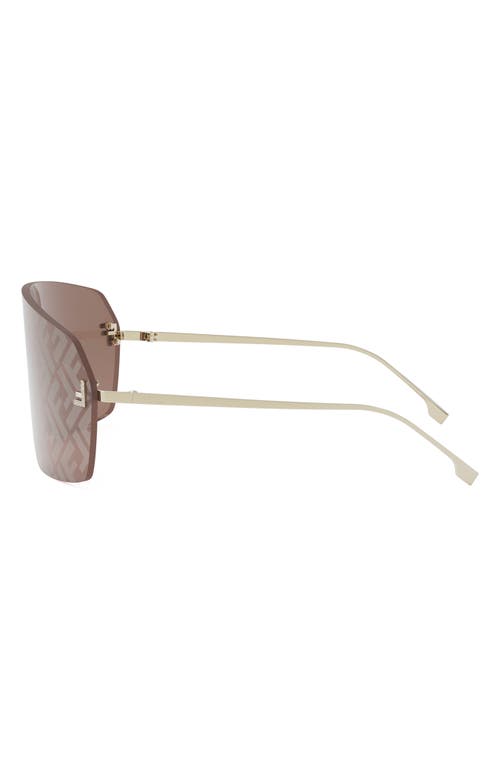 Shop Fendi ' First Rectangular 139mm Shield Sunglasses In Gold/brown