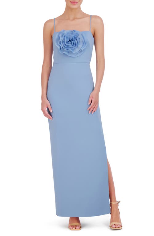 Rose Sleeveless Scuba Gown in Light Blue