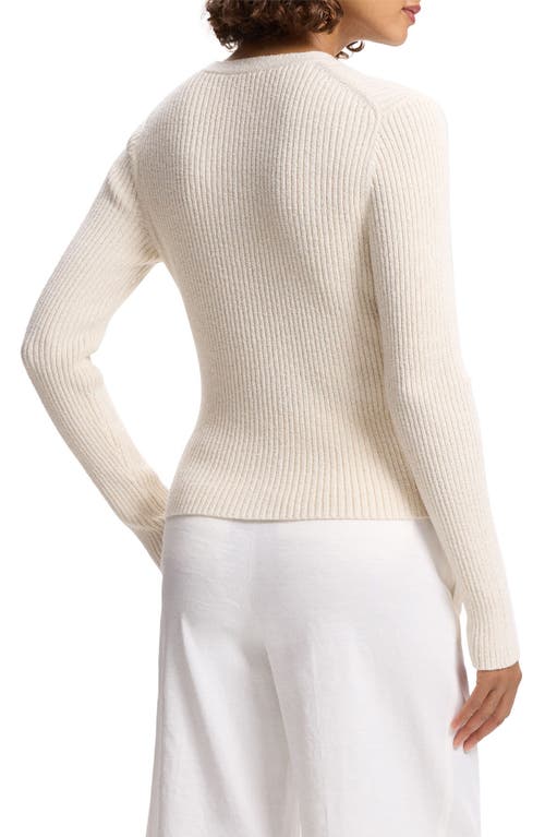 Shop Theory Cotton Rib Cardigan In Cream/latte