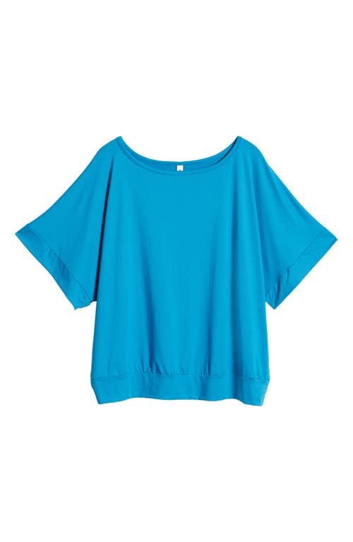 24seven Comfort Apparel Loose Fit Dolman Top With Wide Sleeves In Turquoise