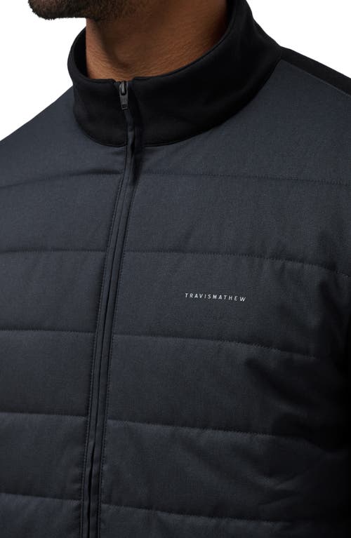 Travismathew Point Of Sail Stretch Mixed Media Puffer Jacket In Black