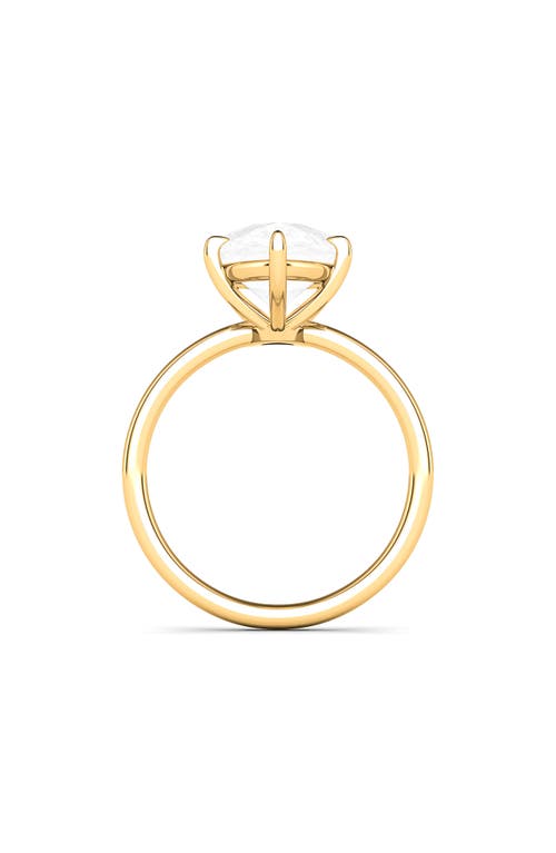 Hautecarat Pear Cut Lab Created Diamond Ring In 3.00 Ctw 18k Yellow Gold