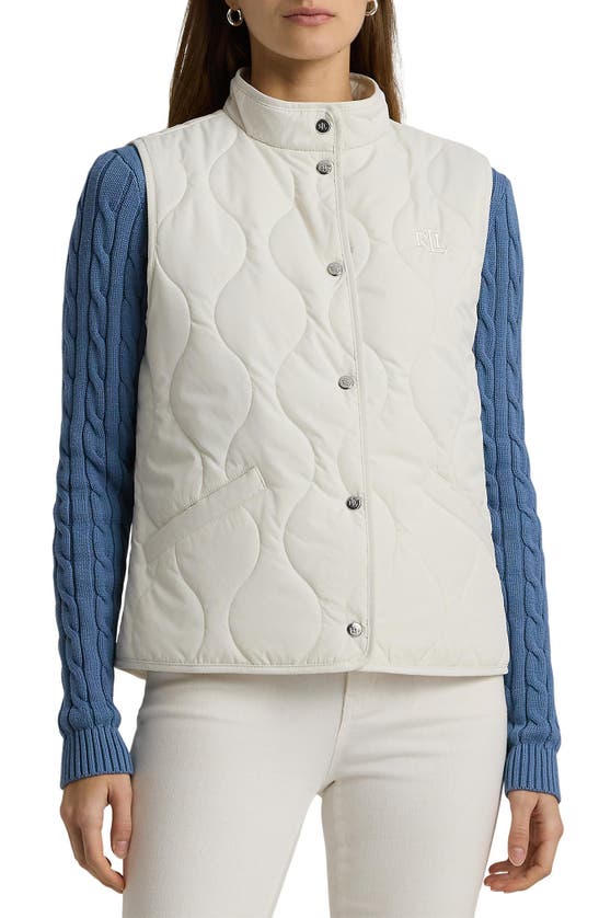 Shop Lauren Ralph Lauren Lauren Quilted Snap-up Vest In Cream