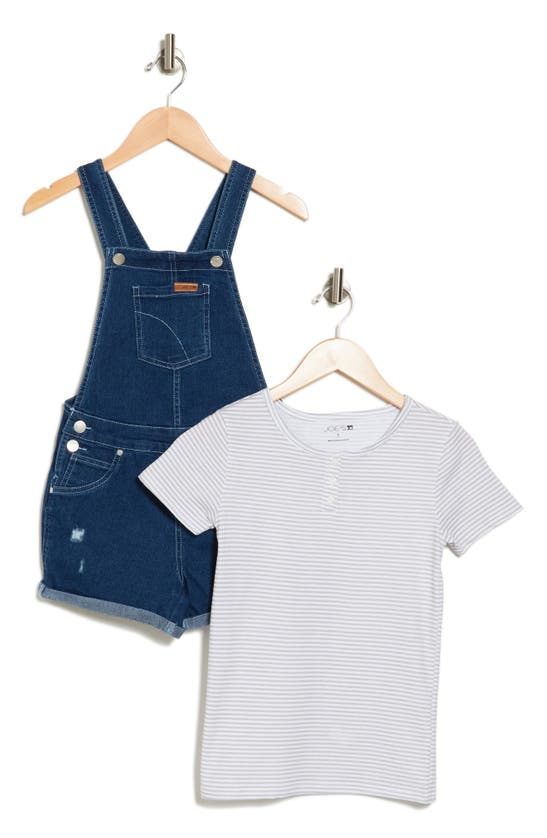 Shop Joe's Kids' T-shirt & Denim Shortalls Set In Grey Heather