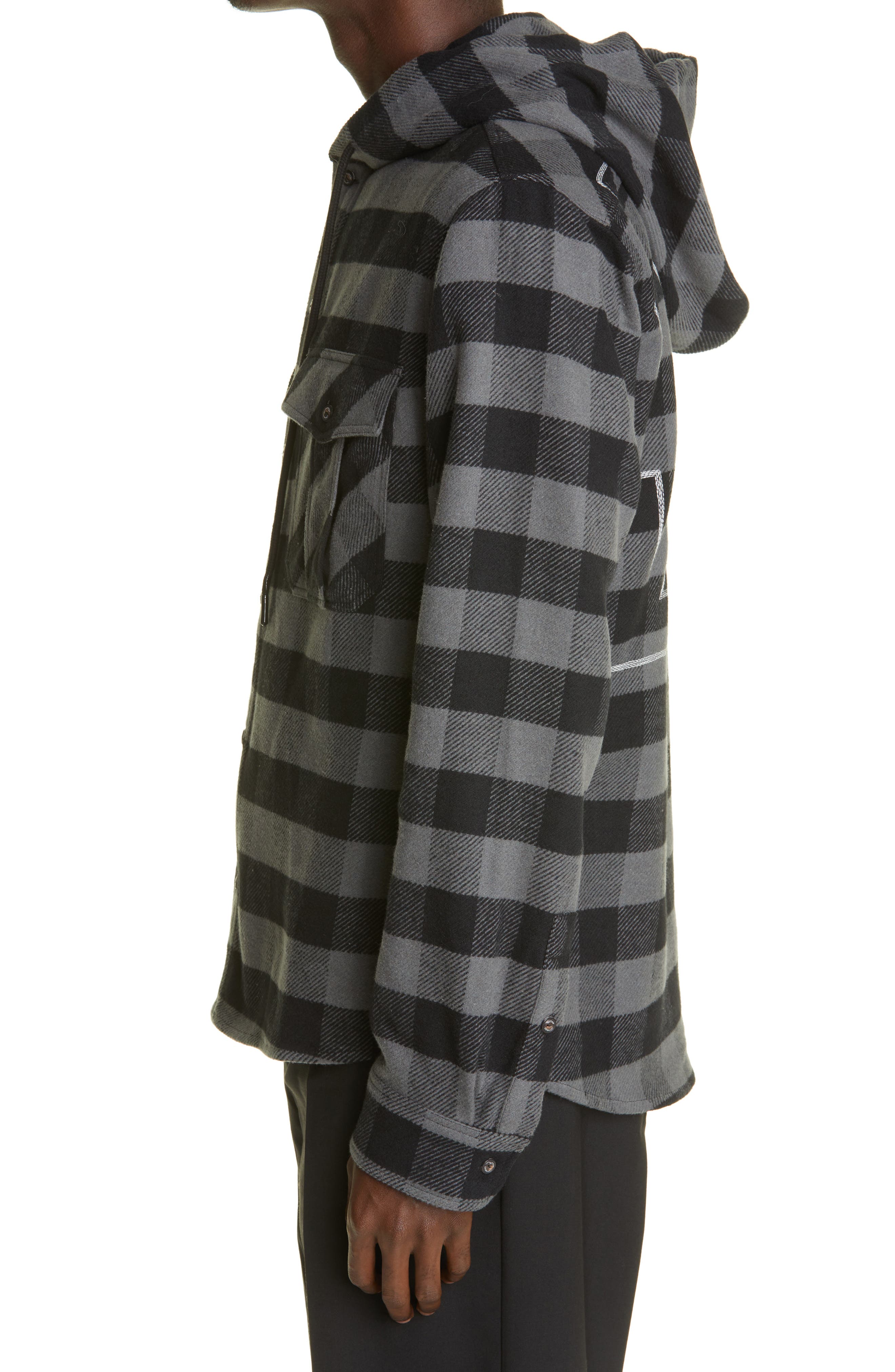 off white hooded flannel